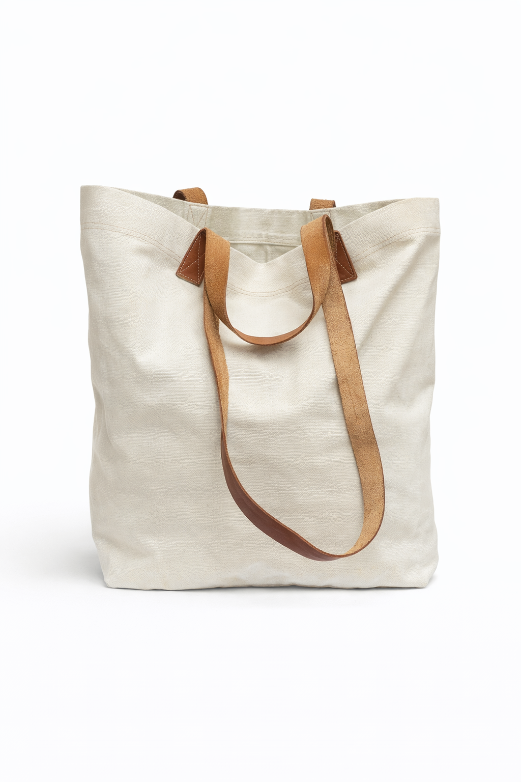 Bolsa de tela y cuero en color natural