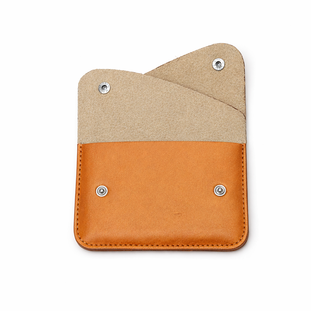 Cartera de cuero POO con solapas abiertas 