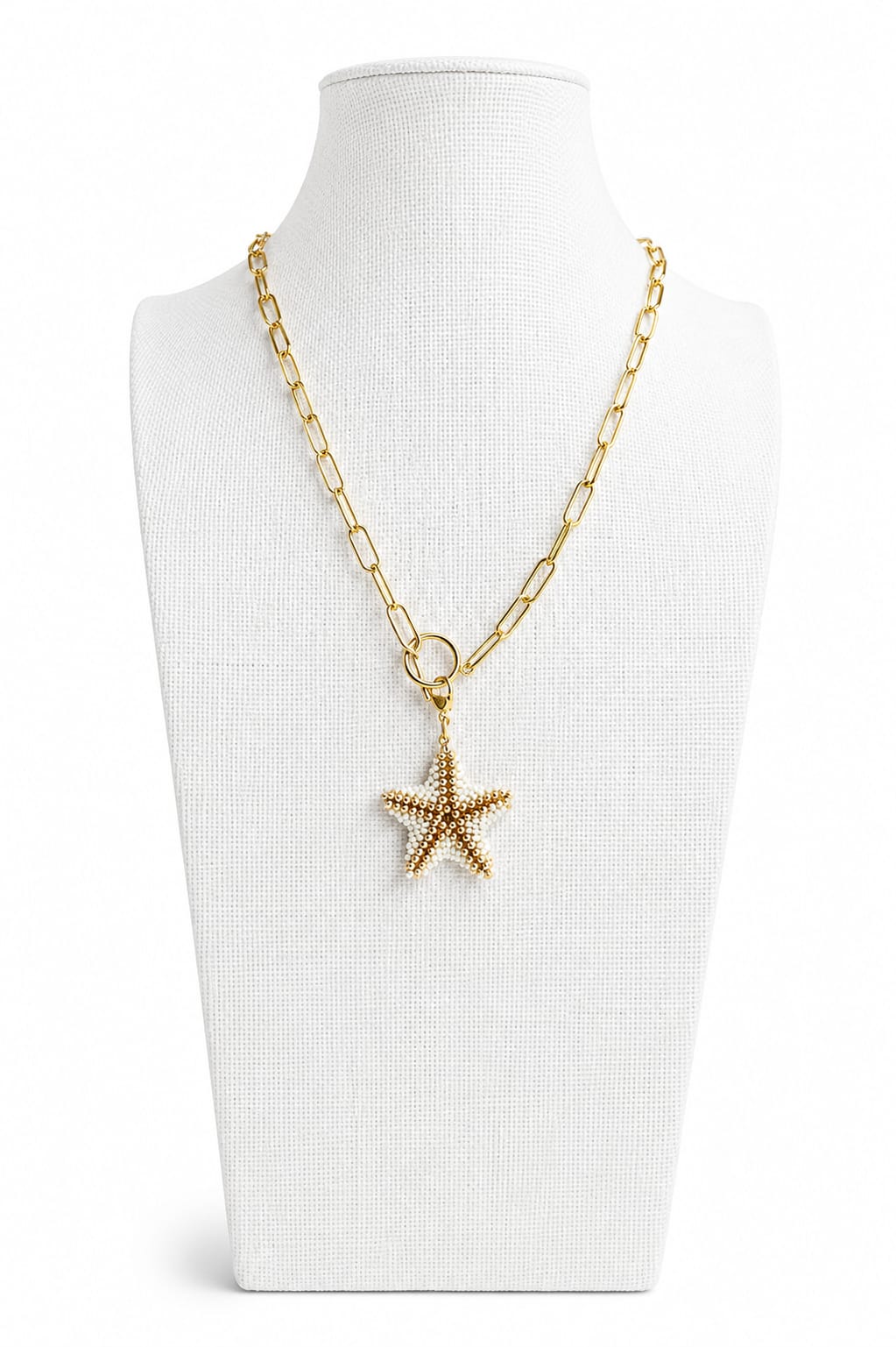 Collar acero inoxidable con estrella miyuki blanca