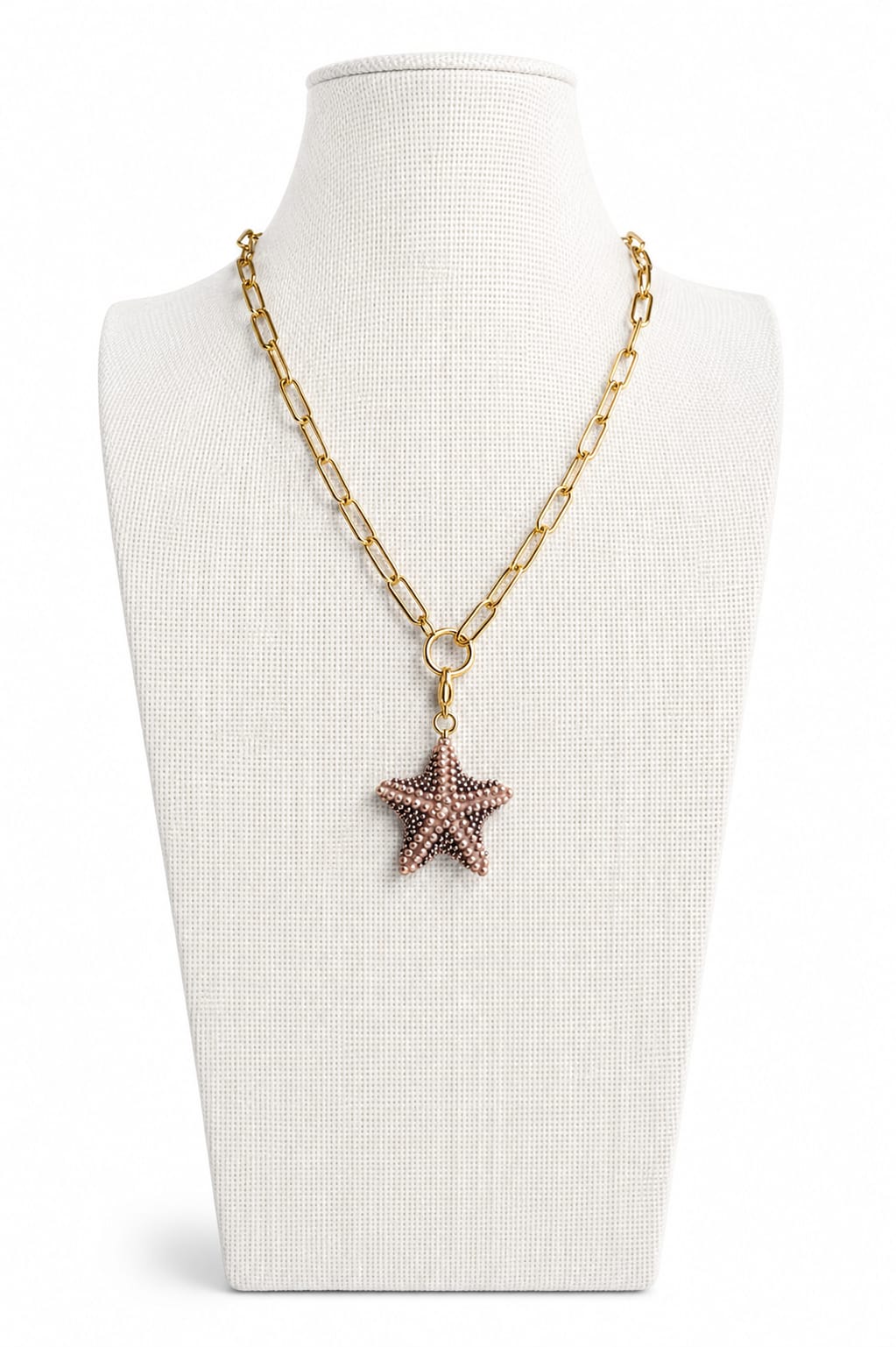 Collar acero inoxidable con estrella miyuki oro rosa