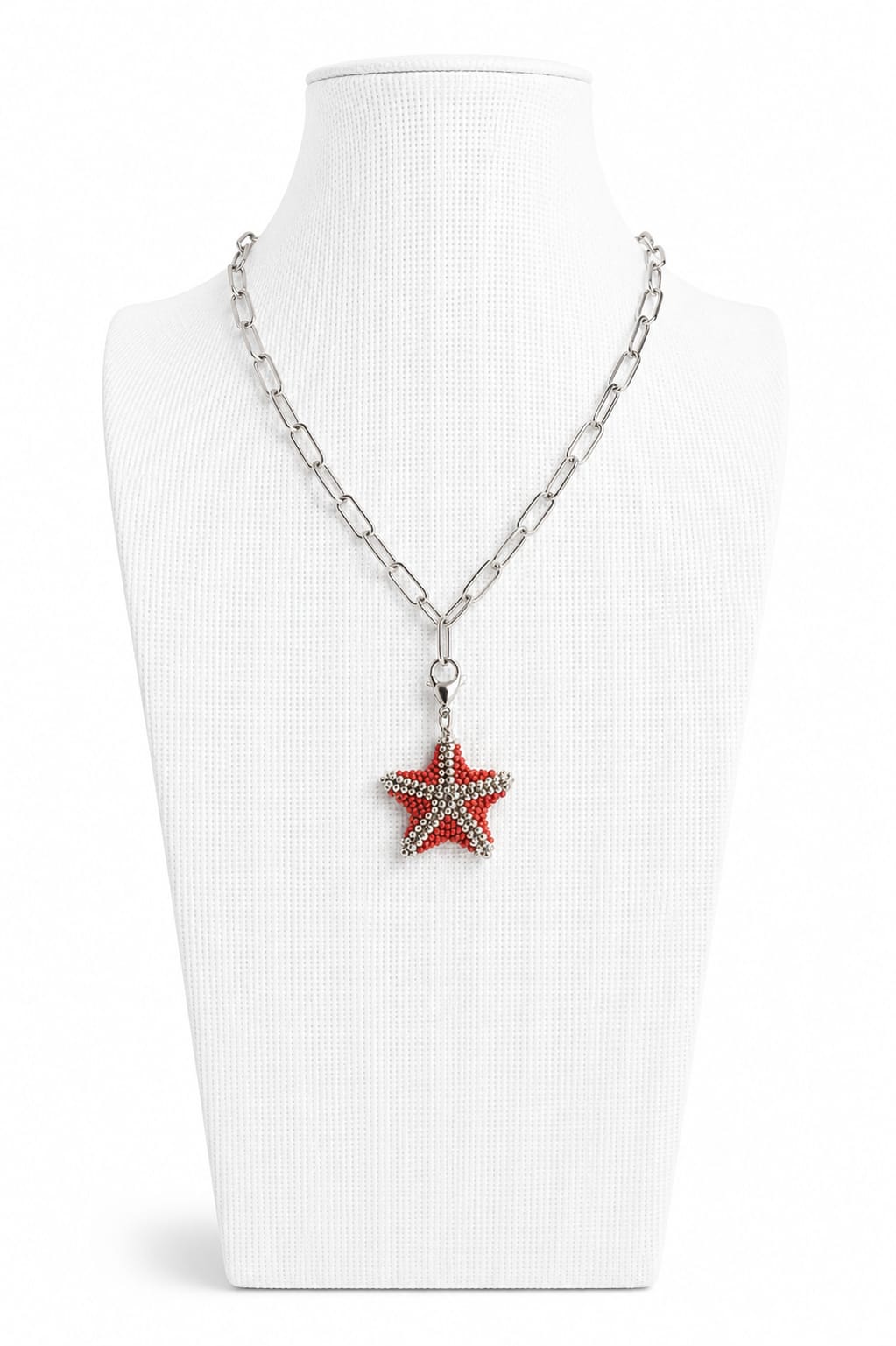 Collar acero inoxidable con estrella miyuki roja