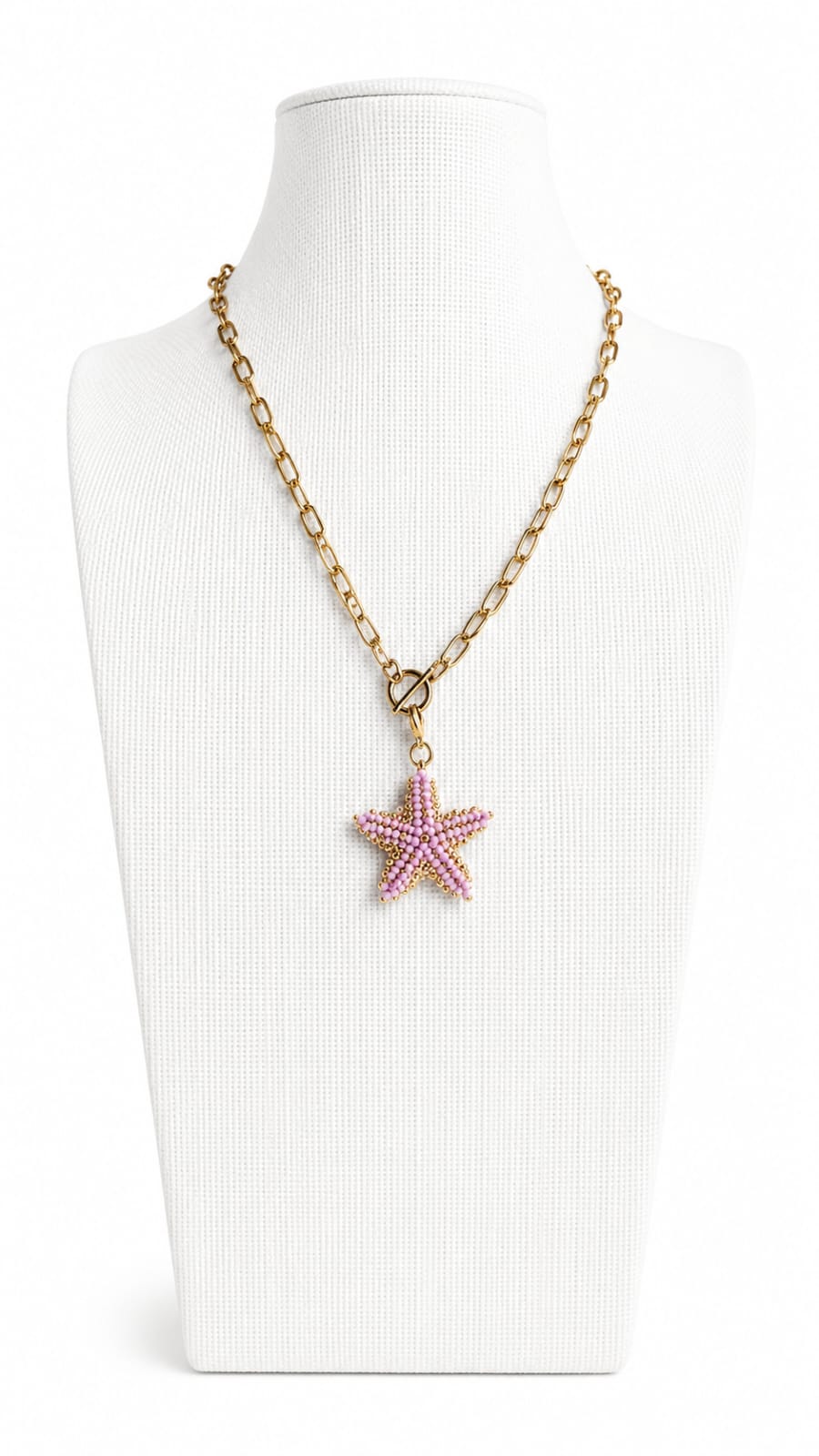 Collar acero inoxidable con estrella miyuki rosa