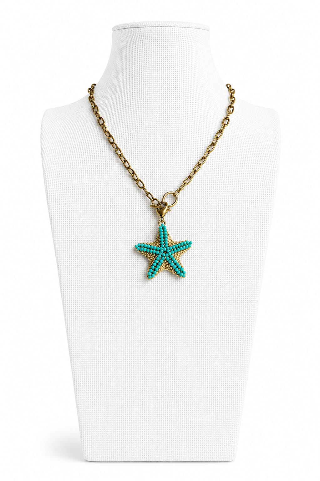 Collar acero inoxidable con estrella miyuki turquesa