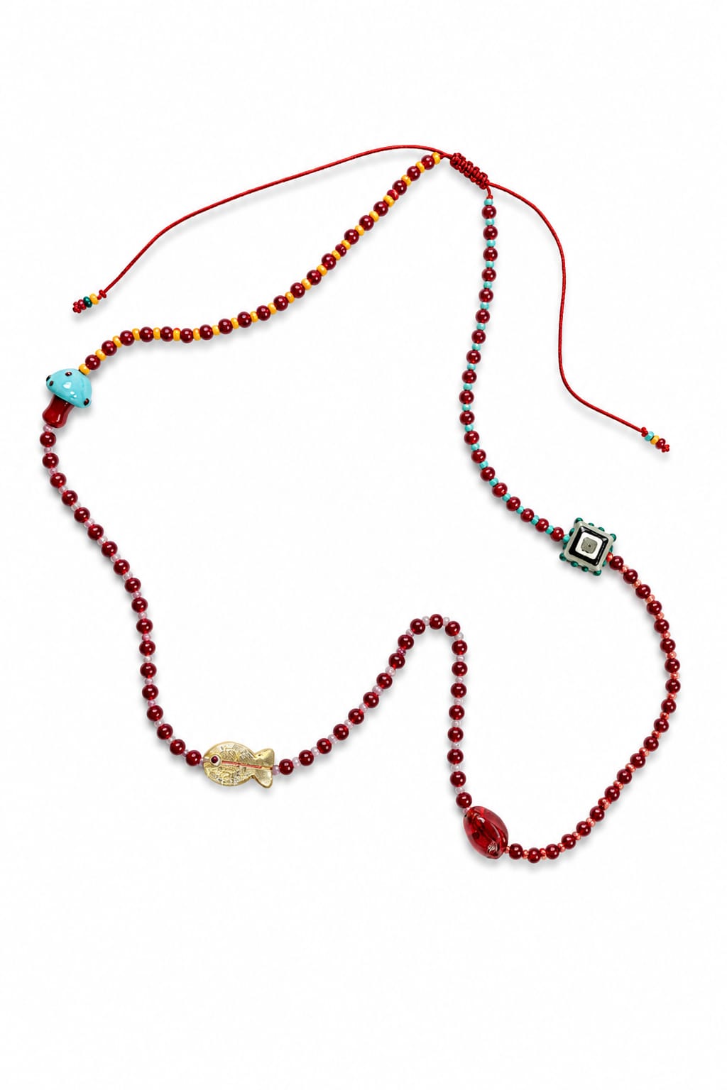 Collar de murano  y vidrio rojo
