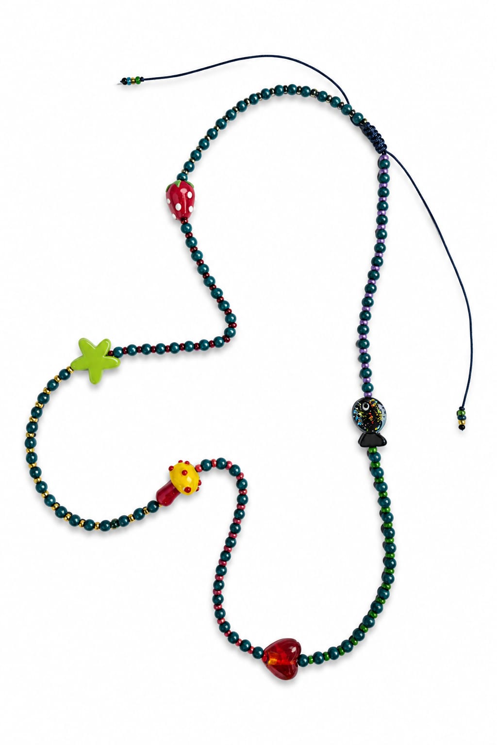 Collar de murano y vidrio verde azulado