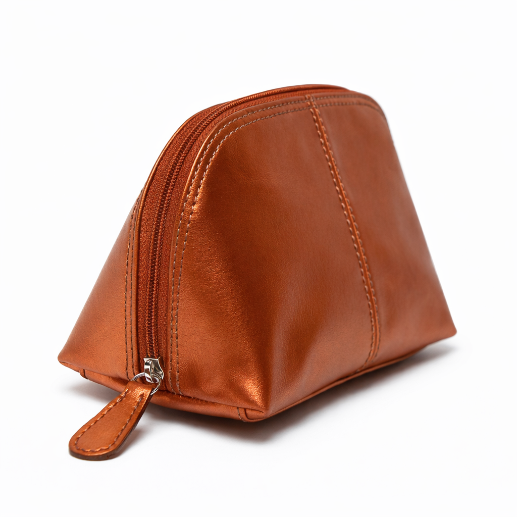Cosmetiquera de cuero artesanal
