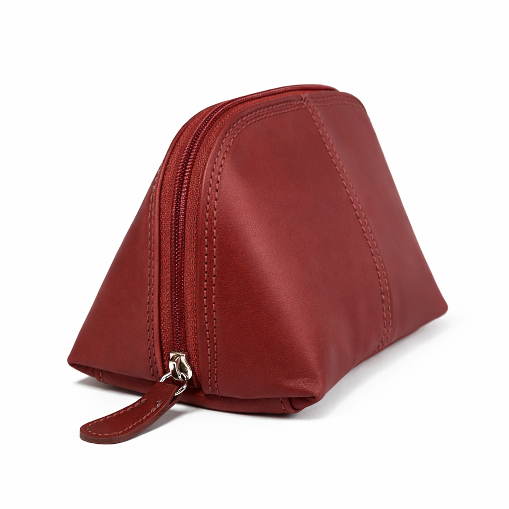 Cosmetiquera de cuero artesanal