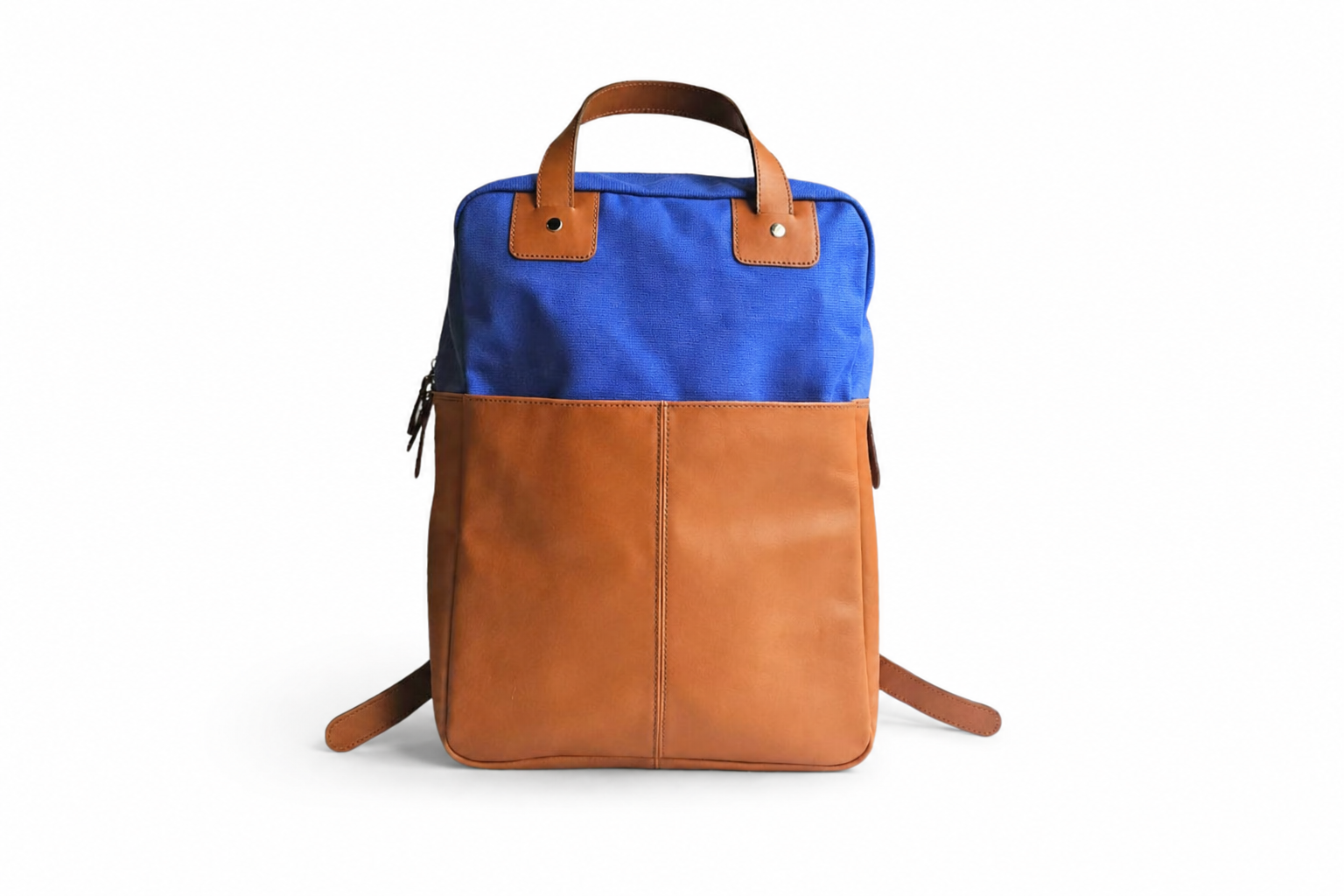 Mochila de cuero y tela azul