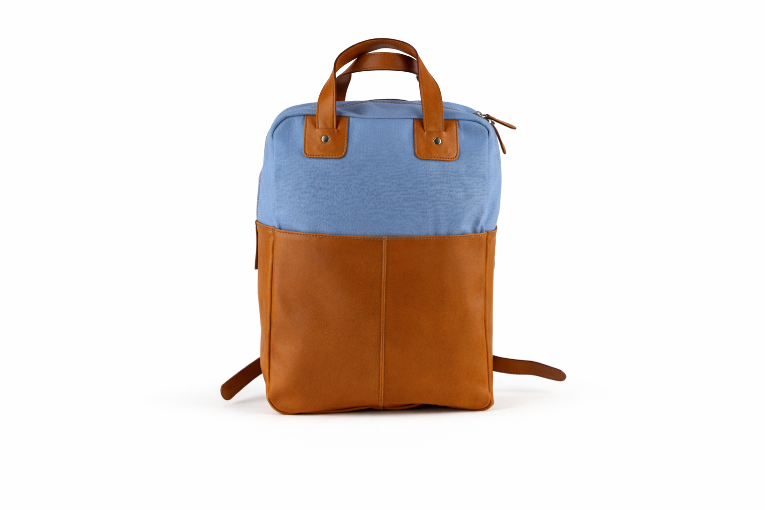 Mochila FAU de cuero y tela color Colonial blue-Miel