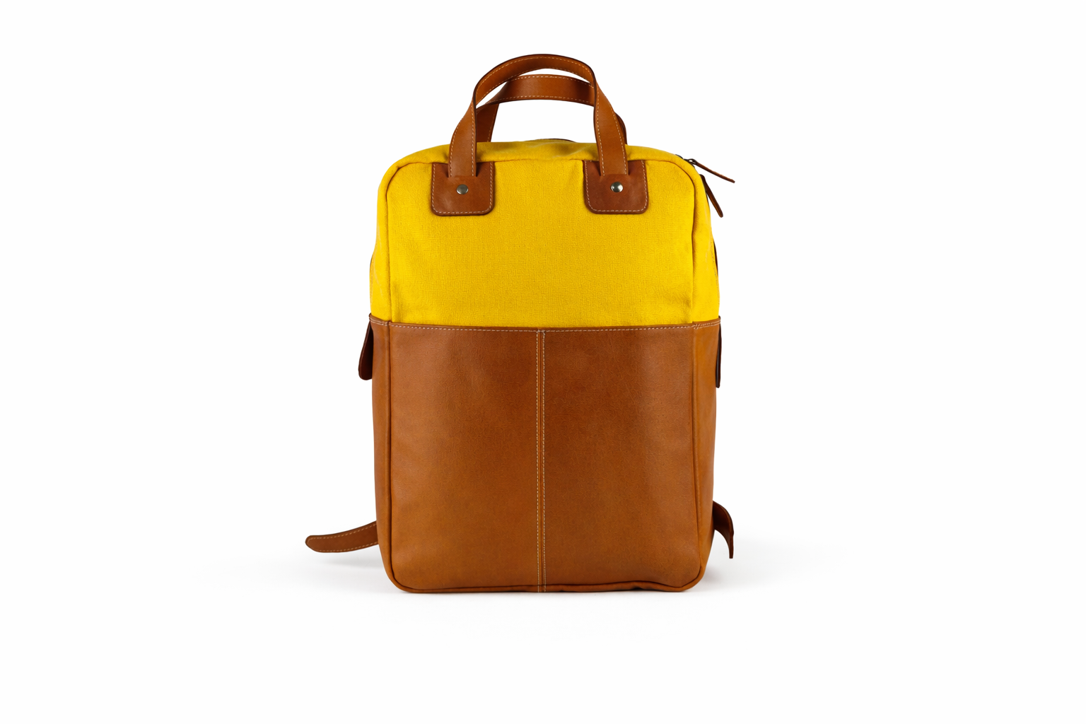 Mochila FAU de cuero y tela color Miel - Gold