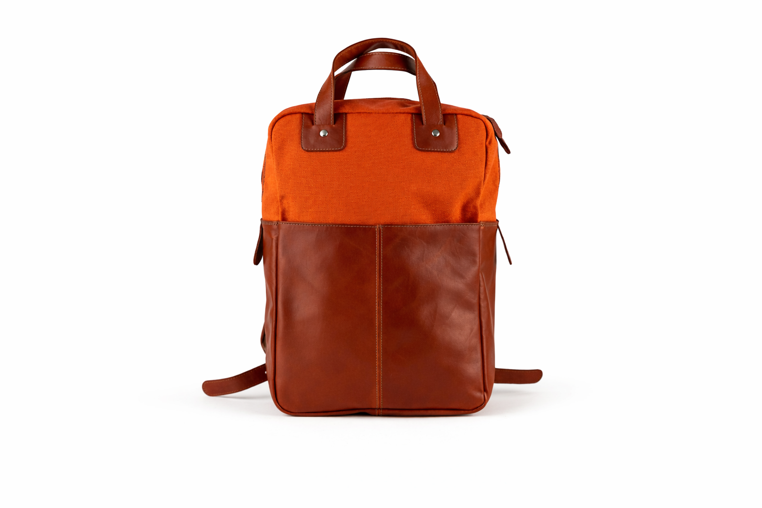 Mochila FAU de cuero y tela color Terracota