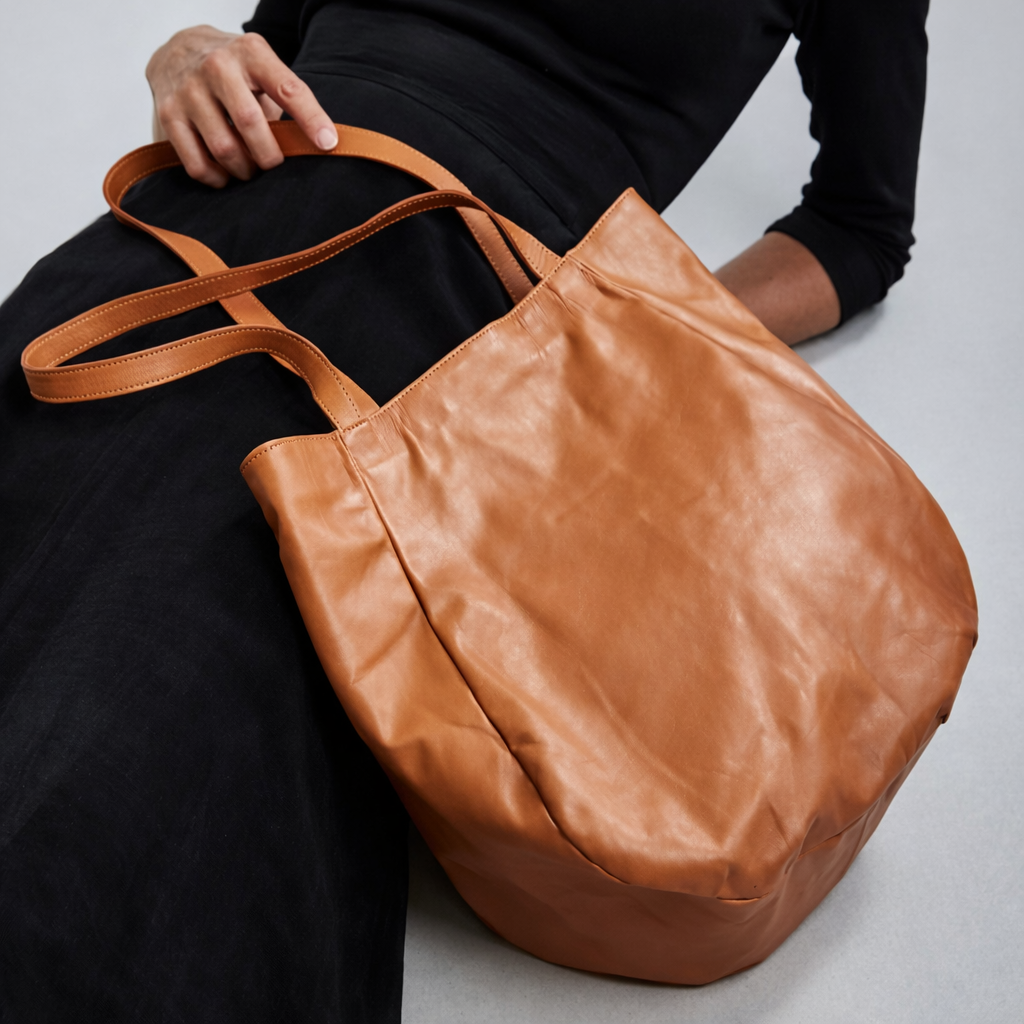 Modelo con bolso de cuero SOL