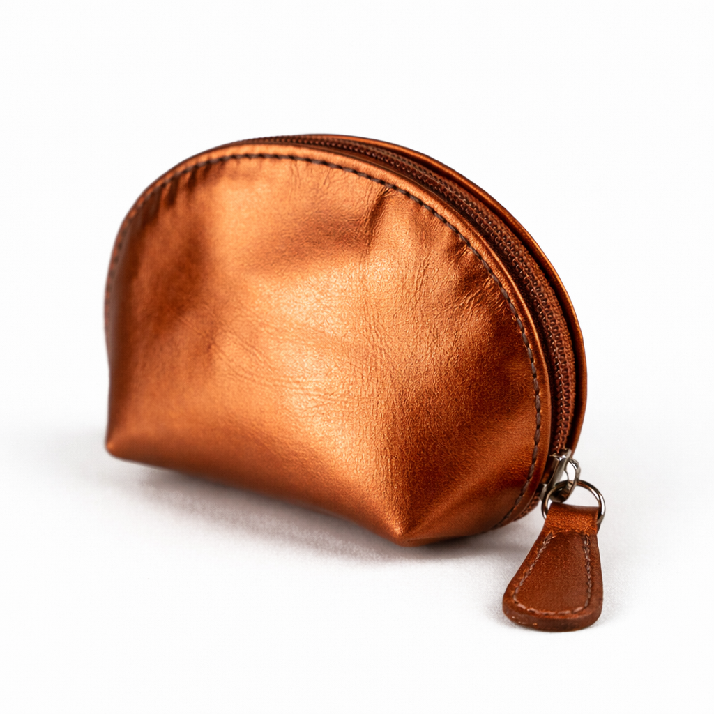 Monedero de cuero color cobre