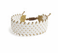 Pulsera de abalorios half tile de vidrio blanca