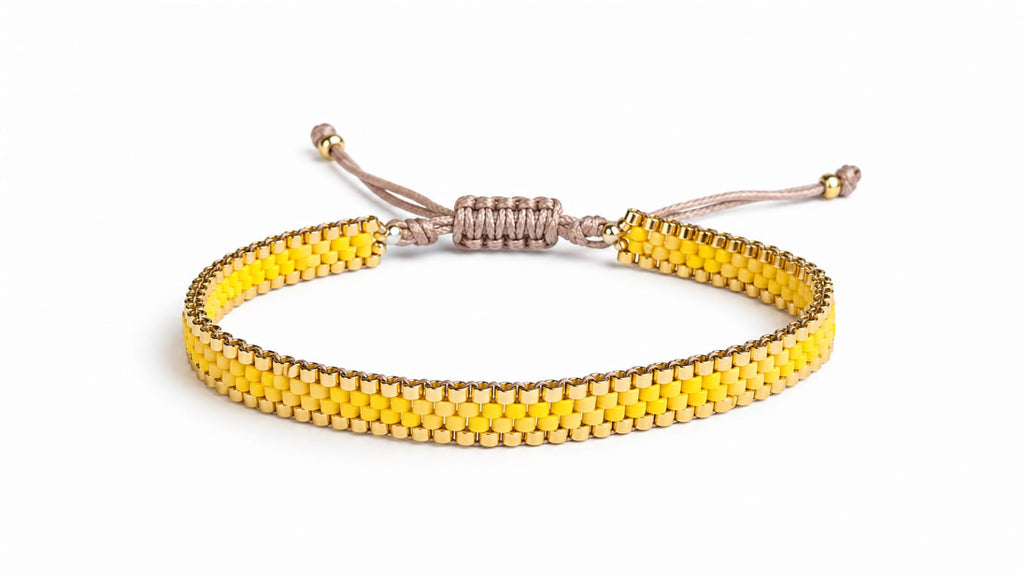 Pulsera miyuki 4 filas amarilla