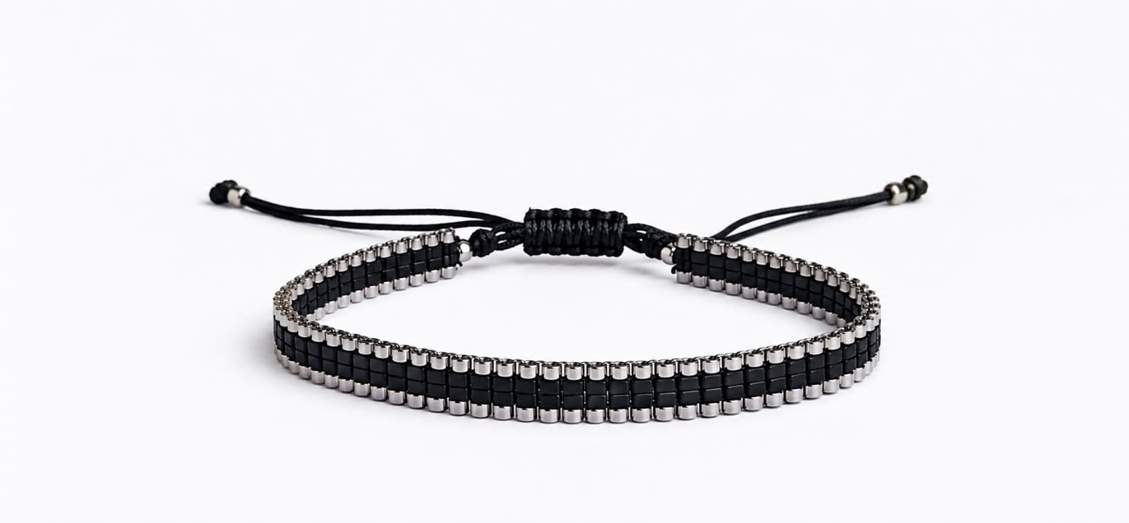 Pulsera miyuki 4 filas negra
